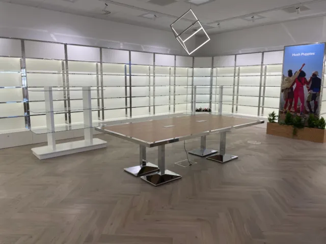 office-refurbishment-coventry-retail-display Office refurbishment in Coventry featuring a retail-style display with modern lighting.